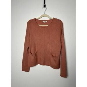 Madewell Alpaca Blend Coral Salmon Sweater w Two Front Pockets Wide Boxy Medium